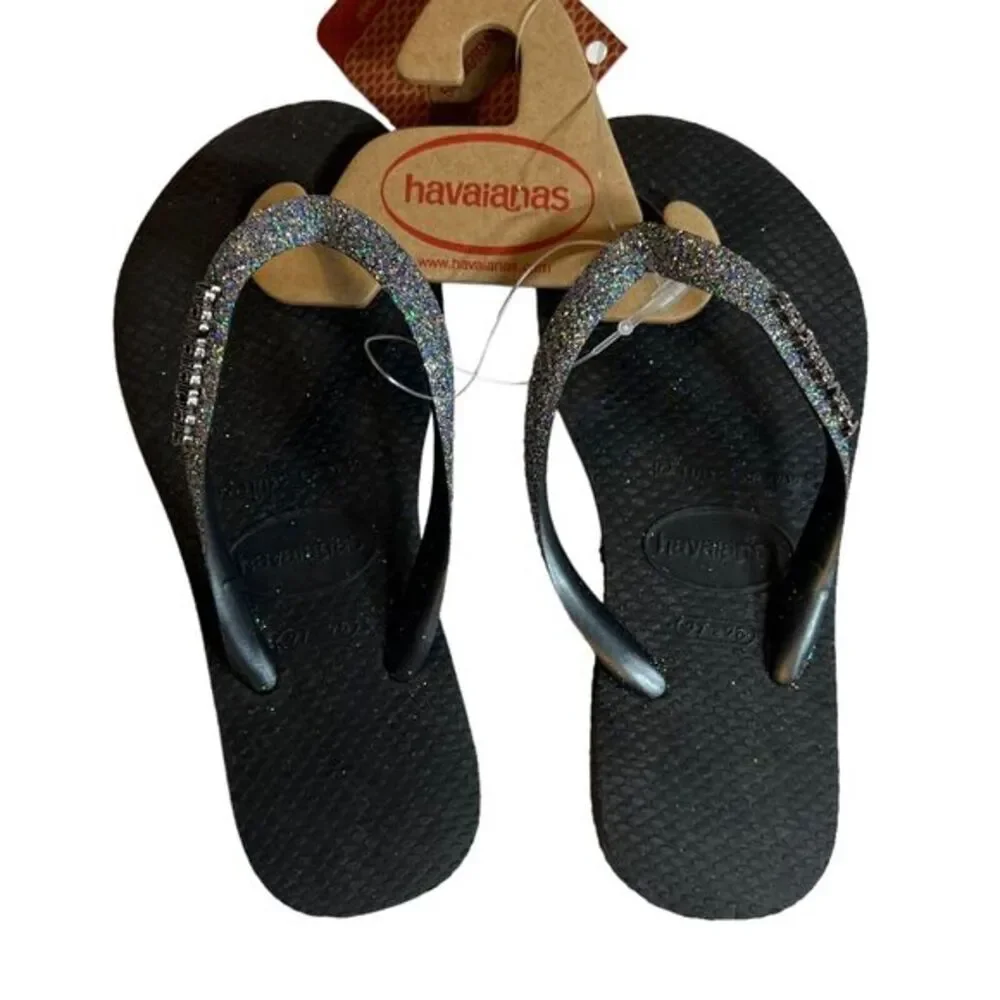Havaianas Kids Slim Glitter Flip Flops Size 9 New‎